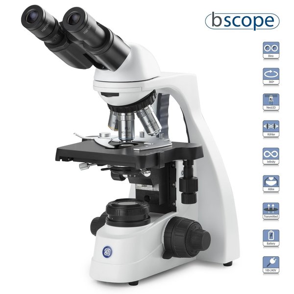 Euromex bScope 40X-1600X Binocular Compound Microscope w/ Plan IOS Objectives BS1152-PLIA